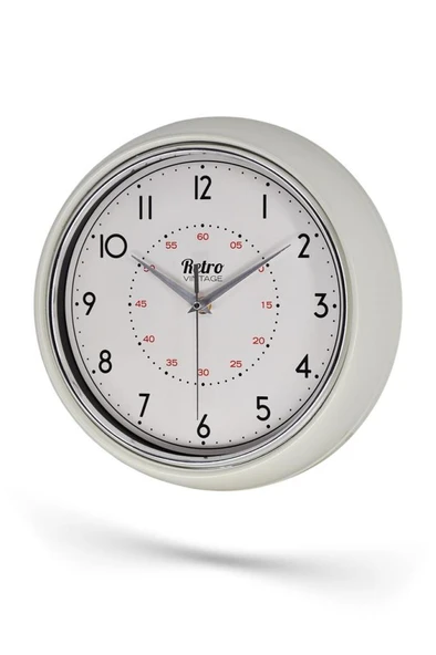 New-Max Premium Serisi Retro Tasarım Metal Kadranlı Bombeli Cam Özellikli 30 cm Ev ve Ofis Saati Beyaz - Resim 2