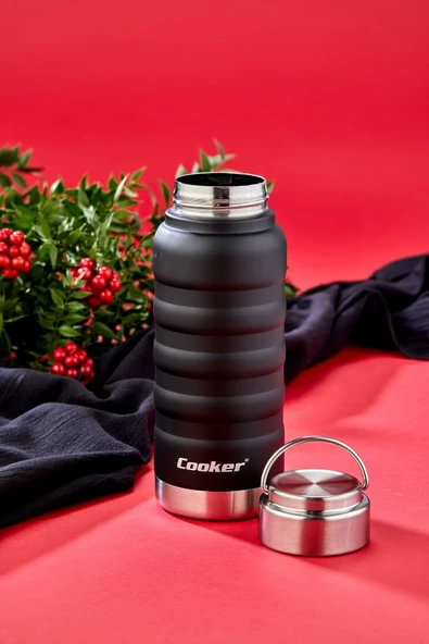 Paslanmaz Çelik Black 400 Ml Kitchen Piknik Kamp Okul Servis Ve Ikram Için Su Meşrubat Çay Termos - 6