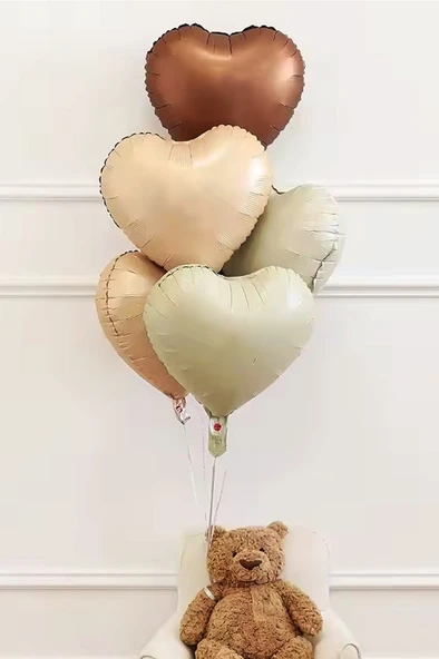 Beysüs 7 Yaş Retro Doğum Günü Balon Seti 5 Adet Kalp Balon - 3