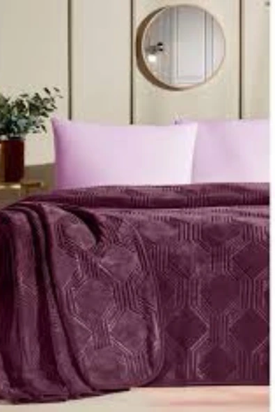 Özdilek Trendy Art Deco Kül Moru Battaniye Tek Kişilik