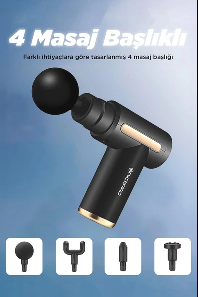 NPO NMJ6 4 Masaj Başlıklı 6 Seviyeli 3800RPM Type-C Taşınabilir Profesyonel Mini Masaj Tabancası - 3