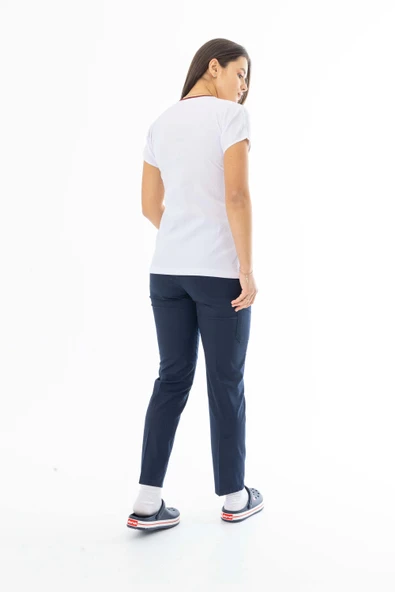 Gofre Likra Yarasa Kol Doktor Hemşire Tek Üst Forma  Beyaz (GFR3003) - 5