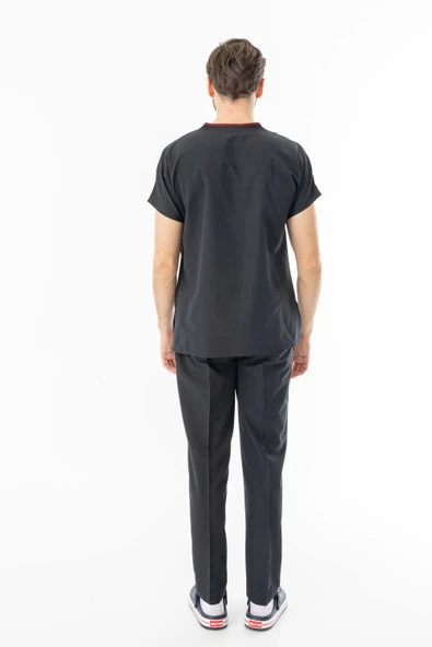 Terikoton Yarasa Kol Doktor Hemşire Forması Alt Üst Takım Siyah (TYRS0002) - 8