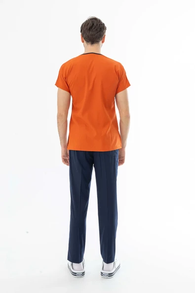 Gofre Likra Yarasa Kol Doktor Hemşire Tek Üst Forma Kiremit (GFR3007) - 10