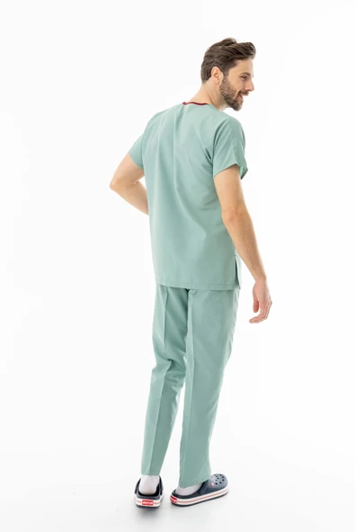 Terikoton Yarasa Kol Doktor Hemşire Forması Alt Üst Takım Küf Yeşili (TYRS0004) - 8