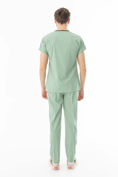 Likra Yarasa Kol Doktor Hemşire Forması Alt Üst Takım Küf Yeşili (LYRS1016) - 10