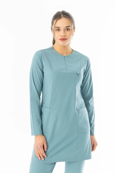 Likra Uzun Kol Doktor Hemşire Forması Alt Üst Takım Filiz Yeşili (LTST20011) - 5