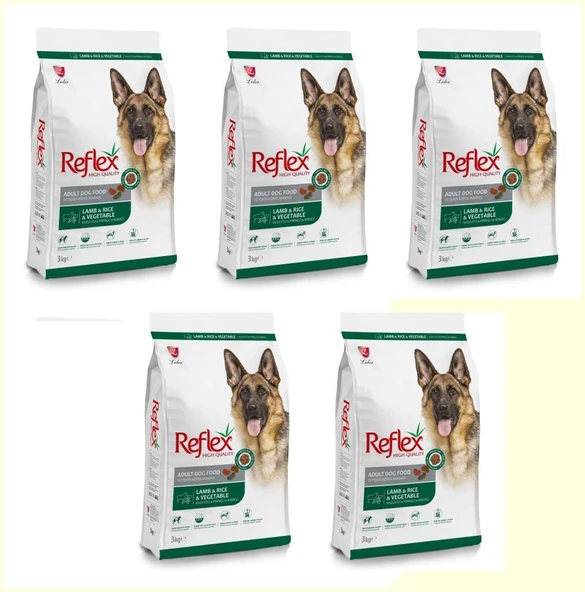 Reflex Kuzulu, Pirinçli ve Sebzeli Yüksek Kaliteli Köpek Maması 3 Kg*5 ADET ürün görseli