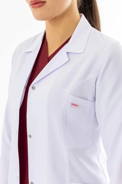 Spor Yaka Kulplu Kadın Doktor Önlüğü Alpaka Kumaş Ceket Boy (BKO005) - Resim 9