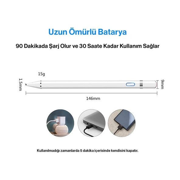 Tüm Cihazlar ile Uyumlu Stylus Hassas Yazı Çizim Kalemi 2. Nesil - 4