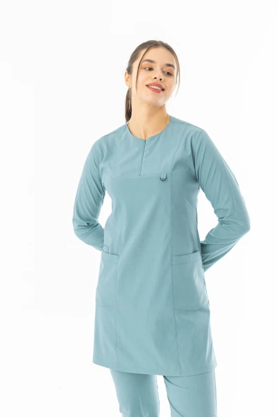 Likra Uzun Kol Doktor Hemşire Forması Alt Üst Takım Filiz Yeşili (LTST20011) - 6