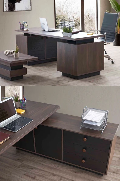 Cesur Mobilya Ofis Masası Edessa Etajerli Ofis Masası Makam Masası