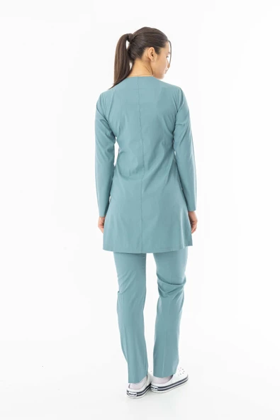 Likra Uzun Kol Doktor Hemşire Forması Alt Üst Takım Filiz Yeşili (LTST20011) - 7