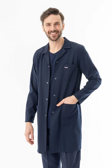 Spor Yaka Uzun Kol Personel Önlüğü Alpaka Kumaş Lacivert (RNK103) - 6