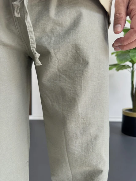 Erkek Beli Lastikli Baggy Rahat Pantolon Yeşil Edw359 - 5