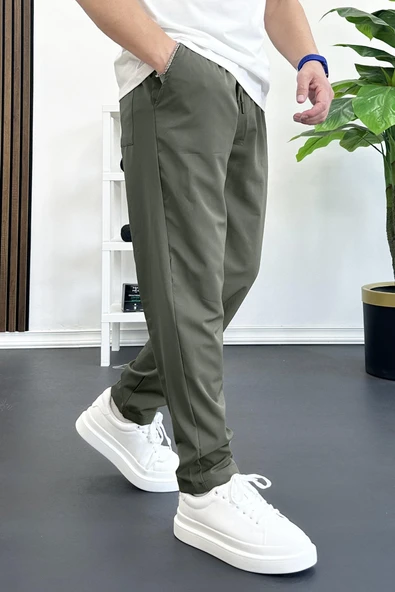 Erkek Beli Lastikli Jogger Pantolon Yeşil Edw354 - 3