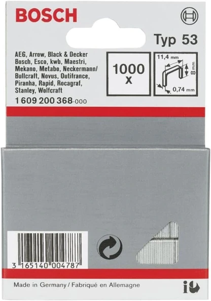 Bosch Zımba Teli Tip 53 11.4 x 0.74 x 8 MM