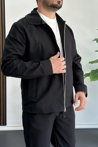 Erkek Oversize Trenç Ceket Mevsimlik Siyah Edw360 - 3
