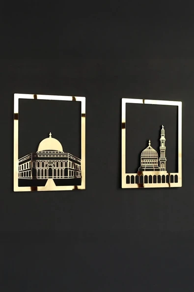 3'lü Tablo Seti – Mescid-i Aksa, Mescid-i Haram ve Mescid-i Nebevî - Resim 3