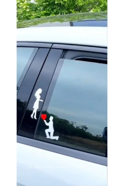 Autowise Evlilik Teklifi Şeklinde Kalpli Oto Araç Sticker