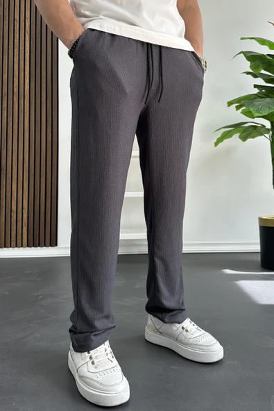 Erkek Rahat Kalıp Yazlık Pantolon Füme Edw269 - Resim 2