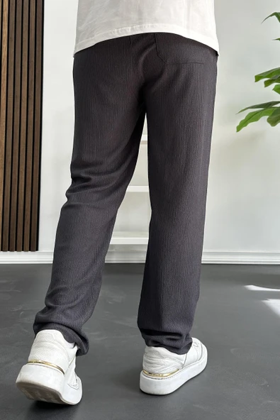 Erkek Rahat Kalıp Yazlık Pantolon Füme Edw269 - Resim 3