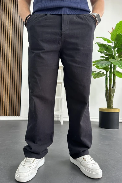 Erkek Rahat Kalıp Keten Pantolon Siyah Edw266 ürün görseli