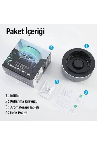 Autowise Duman Çeken Küllük Duman Filtreli Fanlı Küllük Hava Temizleyici Ev Külllüğü - 5
