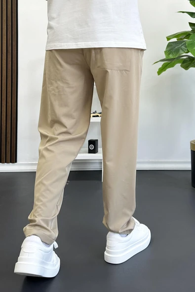 Erkek Beli Lastikli Jogger Pantolon Bej Edw354 - 3
