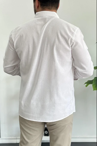 Erkek Krinkıl Kumaş Gömlek Beyaz Edw362 - 3