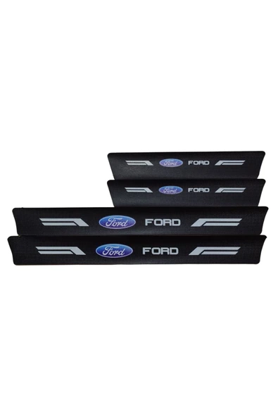 Autowise Ford Logolu Uyumlu Karbon Kapı Eşiği Koruyucu Bant Folyo 4'lü Set