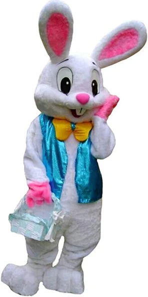 Paskalya Tavşanı Kostümü Yetişkinler İçin, Cadılar Bayramı Kostümü Tavşan Maskot Kostüm
