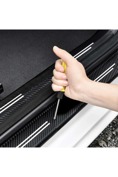 Autowise Hyundai Logolu Karbon Kapı Eşiği Koruyucu Bant Folyo 4'lü Set - 7
