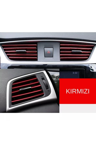 Autowise Araç Içi Klima Izgarasına Geçmeli Klima Süsü Havalandırmaya Geçme Renkli Çıta Kırmızı