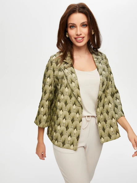 Kadın Kendinden Jakarlı 3/4 Kol Ceket Faik Sönmez - 10