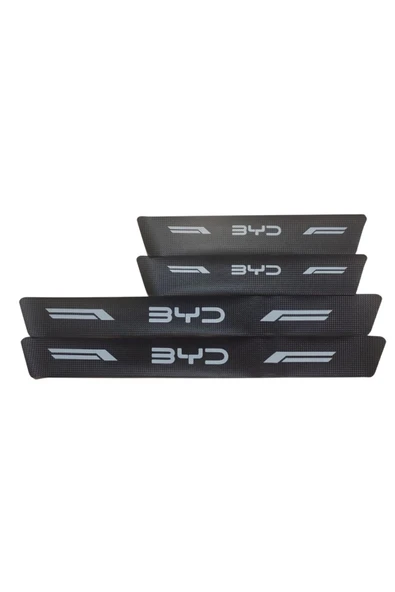 Autowise BYD Logolu Karbon Kapı Eşiği Koruyucu Bant Folyo 4'lü Set