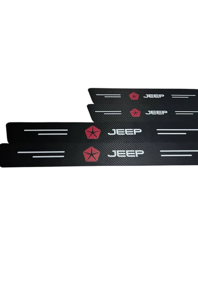 Autowise JEEP Logolu Karbon Kapı Eşiği Koruyucu Bant Folyo 4'lü Set