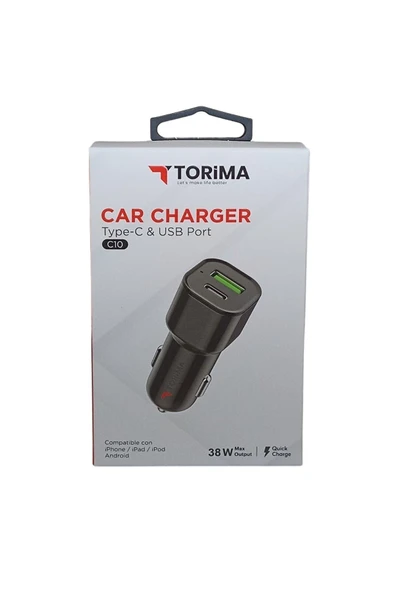 Autowise Araç Içi Şarj Cihazı Oto Çakmaklık Şarjı Usb Pd 38 Watt Hızlı Şarj Qc Usb + Usb C 2 Port Araç Şarjı ürün görseli