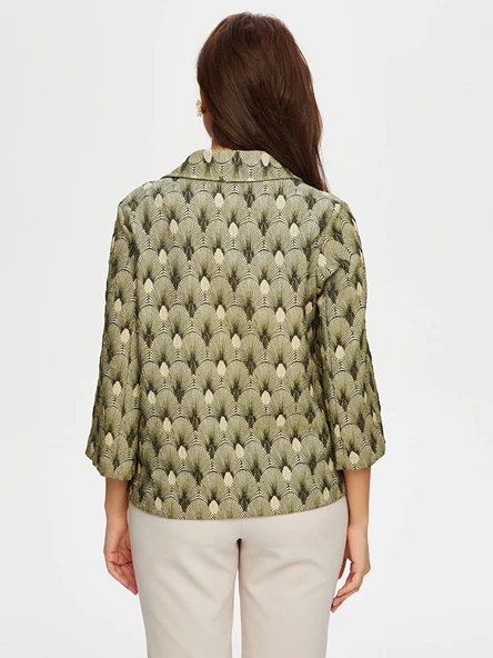 Kadın Kendinden Jakarlı 3/4 Kol Ceket Faik Sönmez - 8