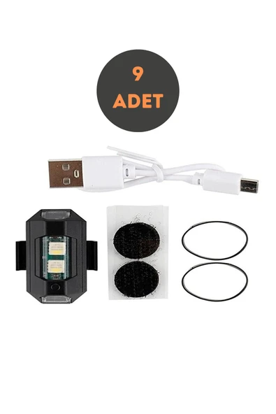 Autowise 9 Adet Mini Uçak Kanat Led Kablosuz Aircraft Rgb Led Lamba Kablosuz Mini Çakar Usb Şarjlı