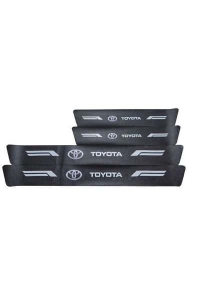 Autowise Toyota Logolu Karbon Kapı Eşiği Koruyucu Bant Folyo 4'lü Set - 1