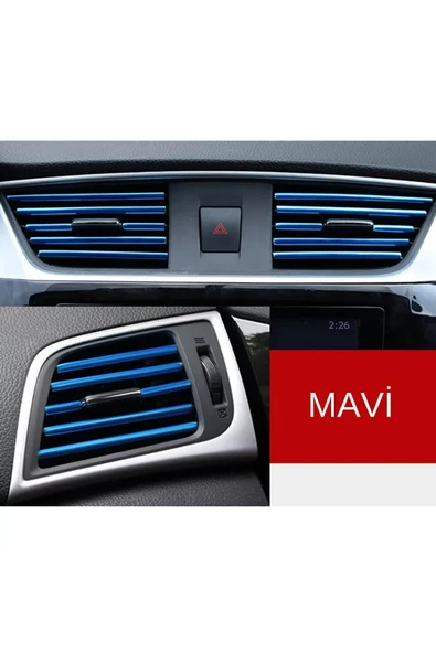Autowise Araç Içi Klima Izgarasına Geçmeli Klima Süsü Havalandırmaya Geçme Renkli Çıta Mavi