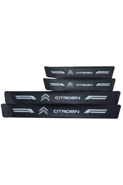 Autowise Citroen Logolu Karbon Kapı Eşiği Koruyucu Bant Folyo 4'lü Set