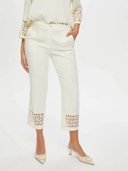 Kadın Paçası Delik İşli Slim Fit Pantolon Faik Sönmez - Resim 11