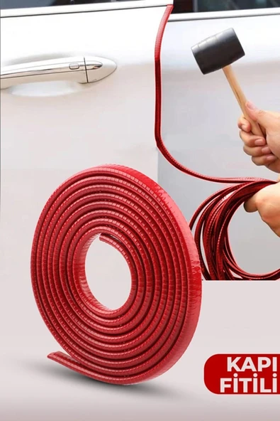 Autowise Oto Kapı Fitili Çizilmelere Karşı Koruyan Araç Kapı Koruyucu Fitil Kırmızı 5 Metre