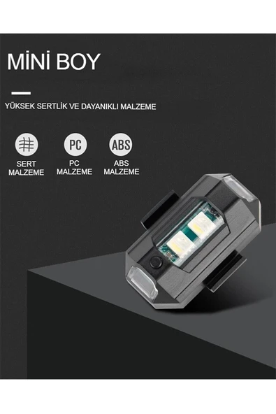 Autowise 2 Adet Mini Uçak Kanat Led Kablosuz Aircraft Rgb Led Lamba Kablosuz Mini Çakar Usb Şarjlı - 6