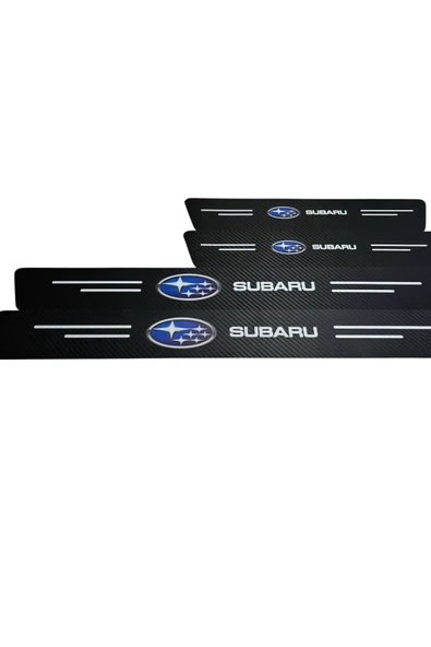 Autowise Subaru Logolu Karbon Kapı Eşiği Koruyucu Bant Folyo 4'lü Set