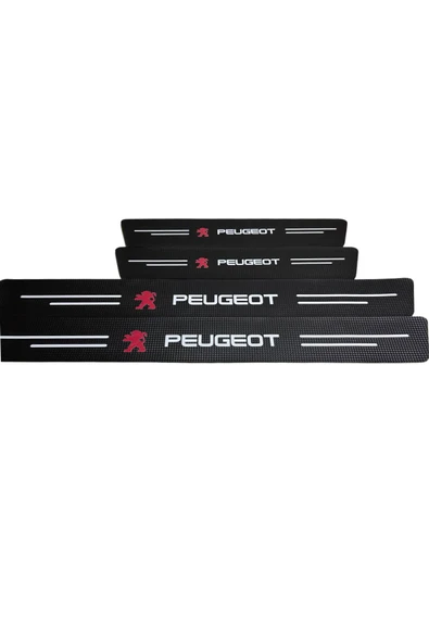 Autowise Peugeot Logolu Karbon Kapı Eşiği Koruyucu Bant Folyo 4'lü Set - 1