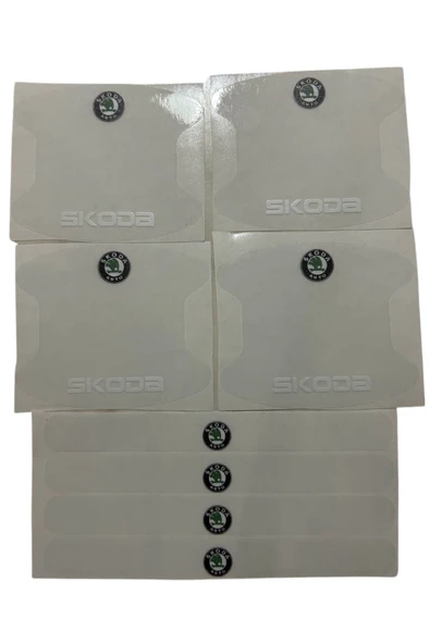 Autowise Skoda Marka Logolu Oto Kapı Kolu Çizik Önleyici Yapışkan 8'li Set