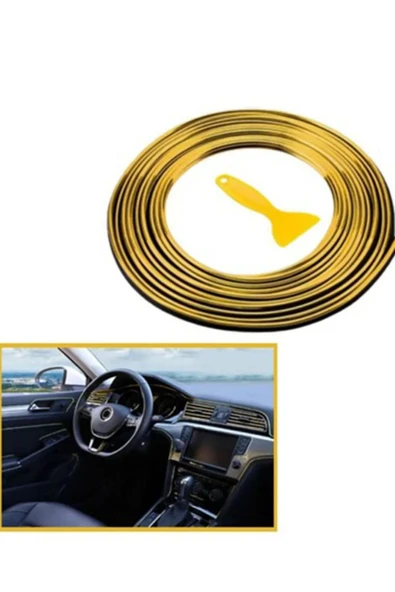 Autowise Trim Fitili Oto Geçmeli Gold Trim Fitili Süs 5 Metre Nikelajlı